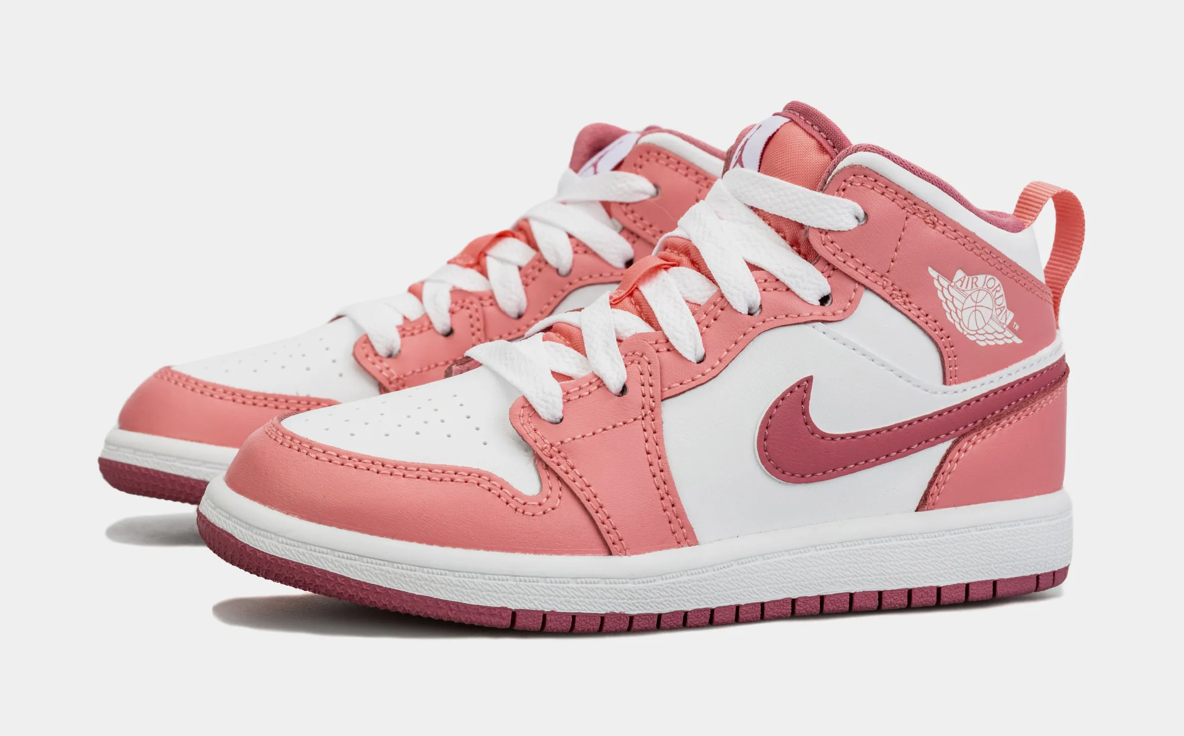 Air Jordan 1 Retro Mid Valentine's Day Preschool Lifestyle Shoes (White/Pink)