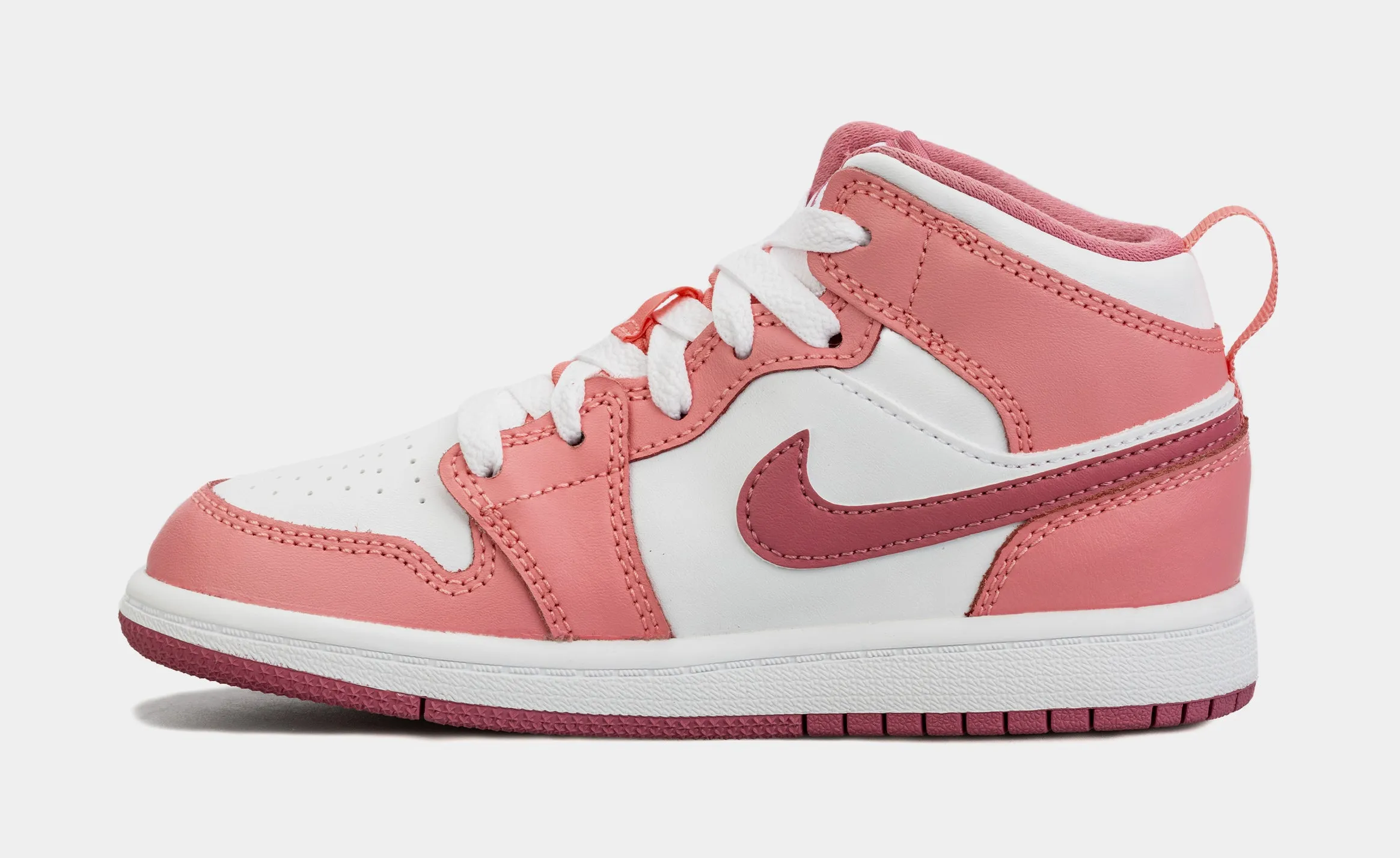 Air Jordan 1 Retro Mid Valentine's Day Preschool Lifestyle Shoes (White/Pink)