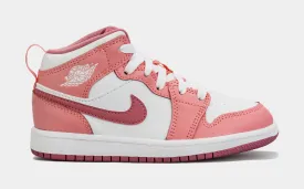 Air Jordan 1 Retro Mid Valentine's Day Preschool Lifestyle Shoes (White/Pink)