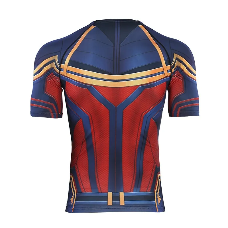 Avengers 4 CAPTAIN MARVEL Short Sleeve Compression Shirt