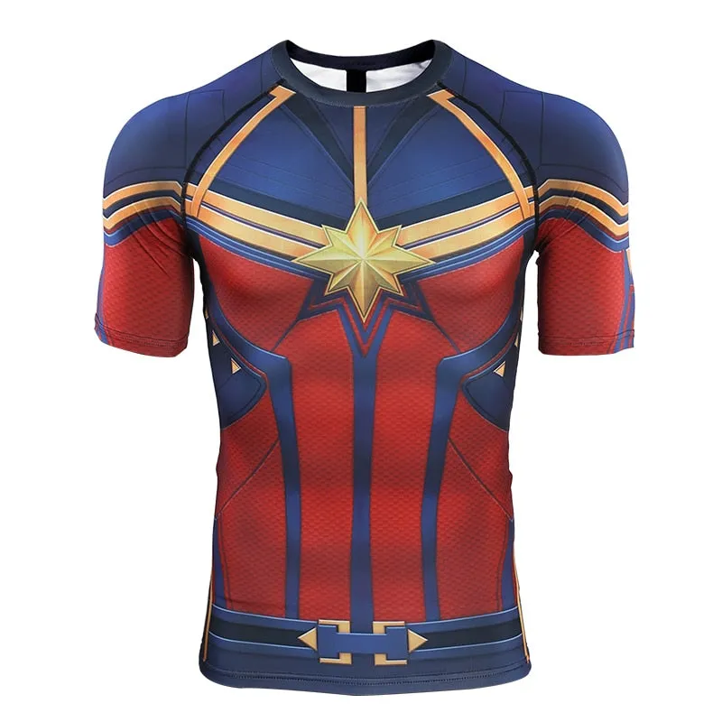 Avengers 4 CAPTAIN MARVEL Short Sleeve Compression Shirt