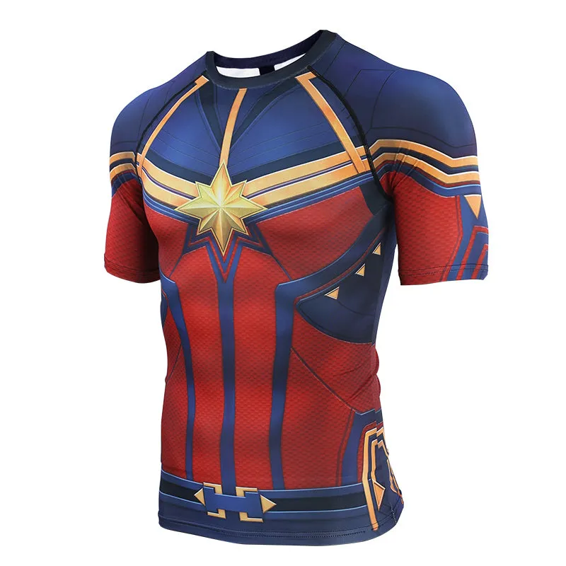 Avengers 4 CAPTAIN MARVEL Short Sleeve Compression Shirt