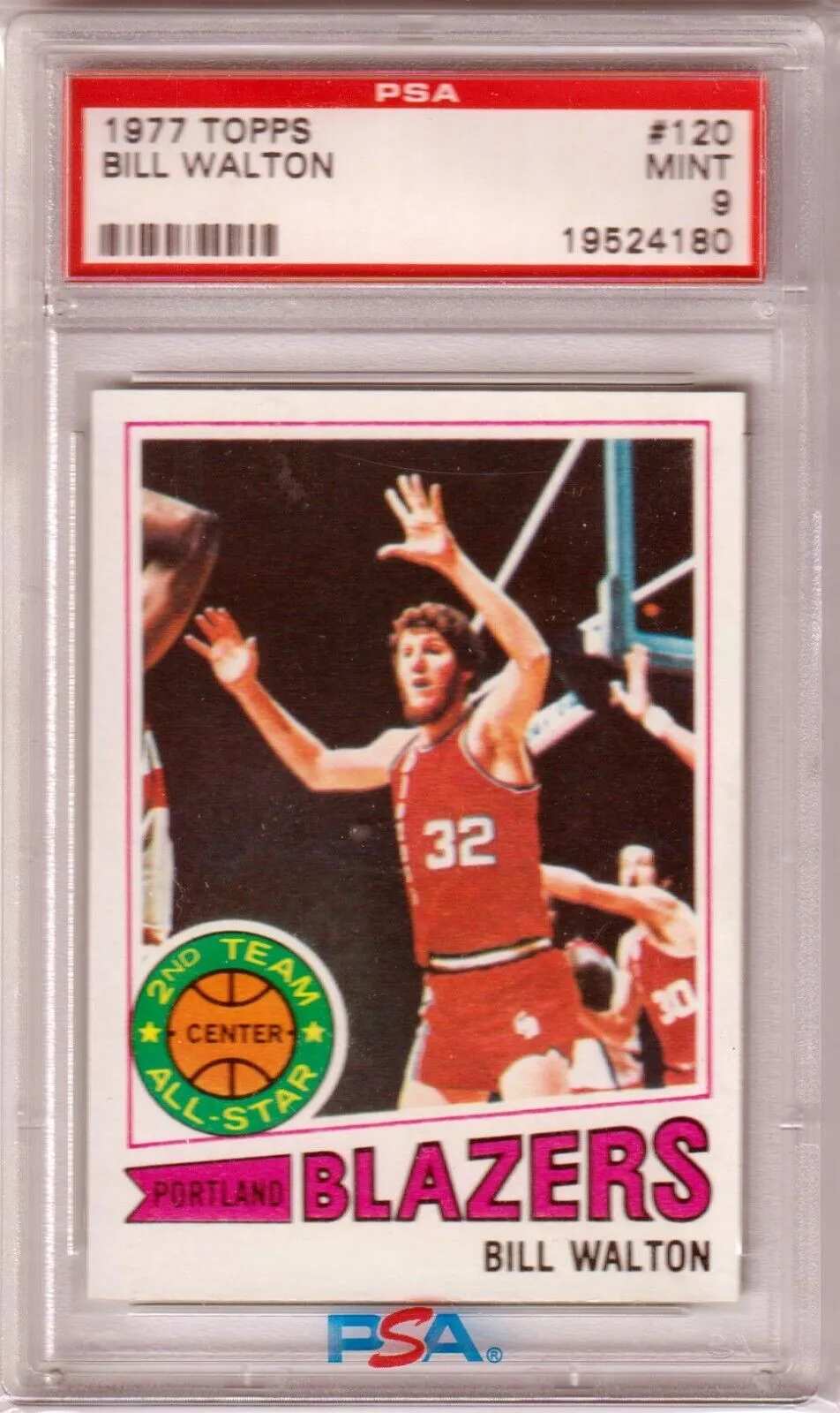 BILL WALTON 1977-78 Topps #120 PSA 9 MINT - TRAIL BLAZERS