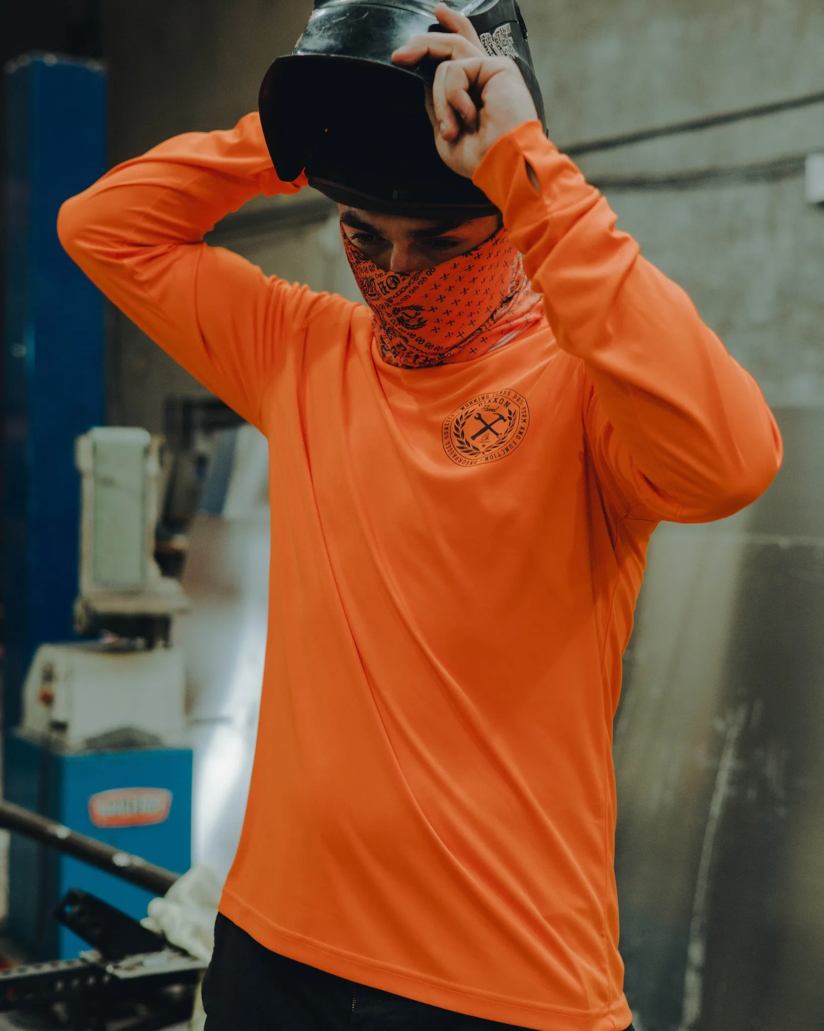 Black Crested UV Long Sleeve T-Shirt - Safety Orange