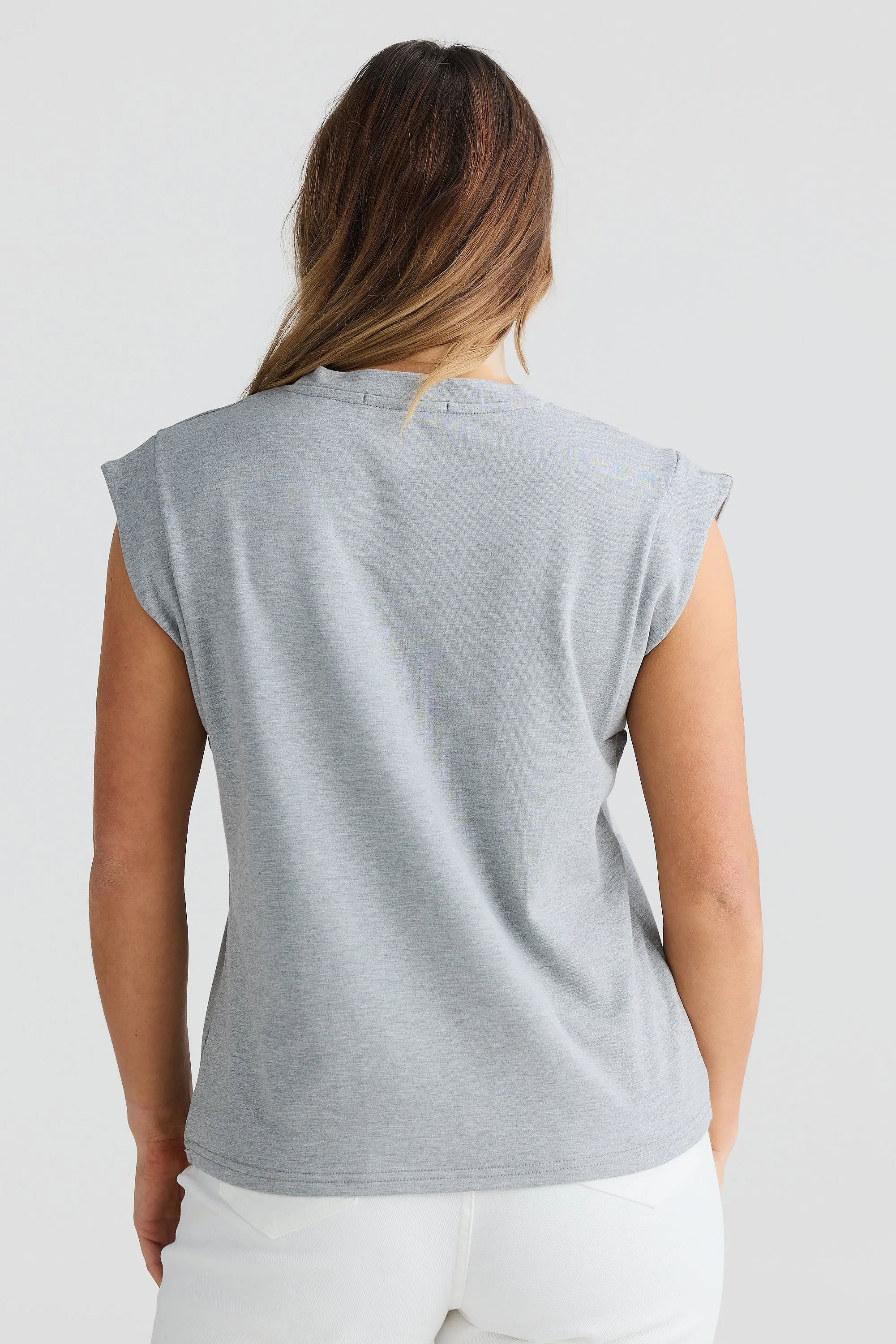 Cap Sleeve Jersey Tank - Grey Marl