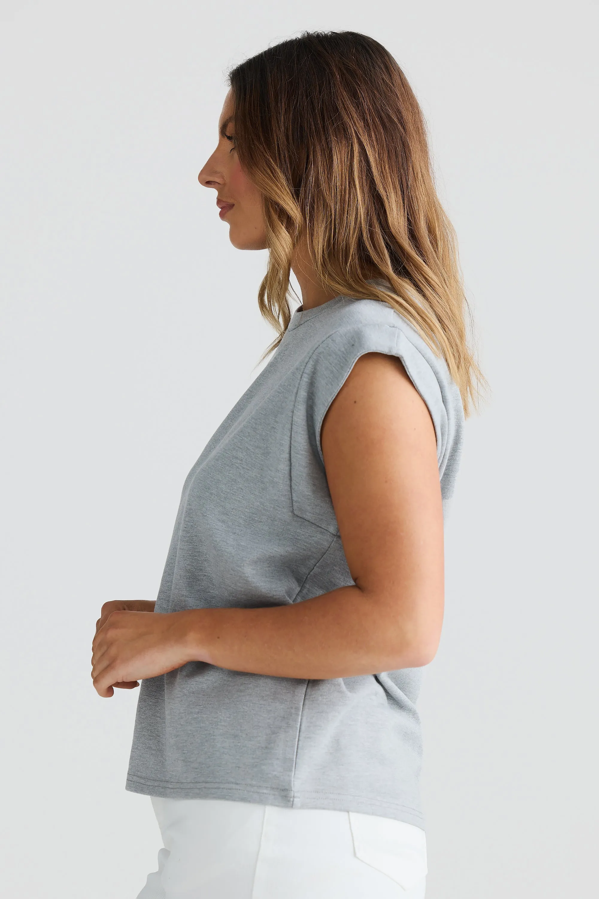 Cap Sleeve Jersey Tank - Grey Marl