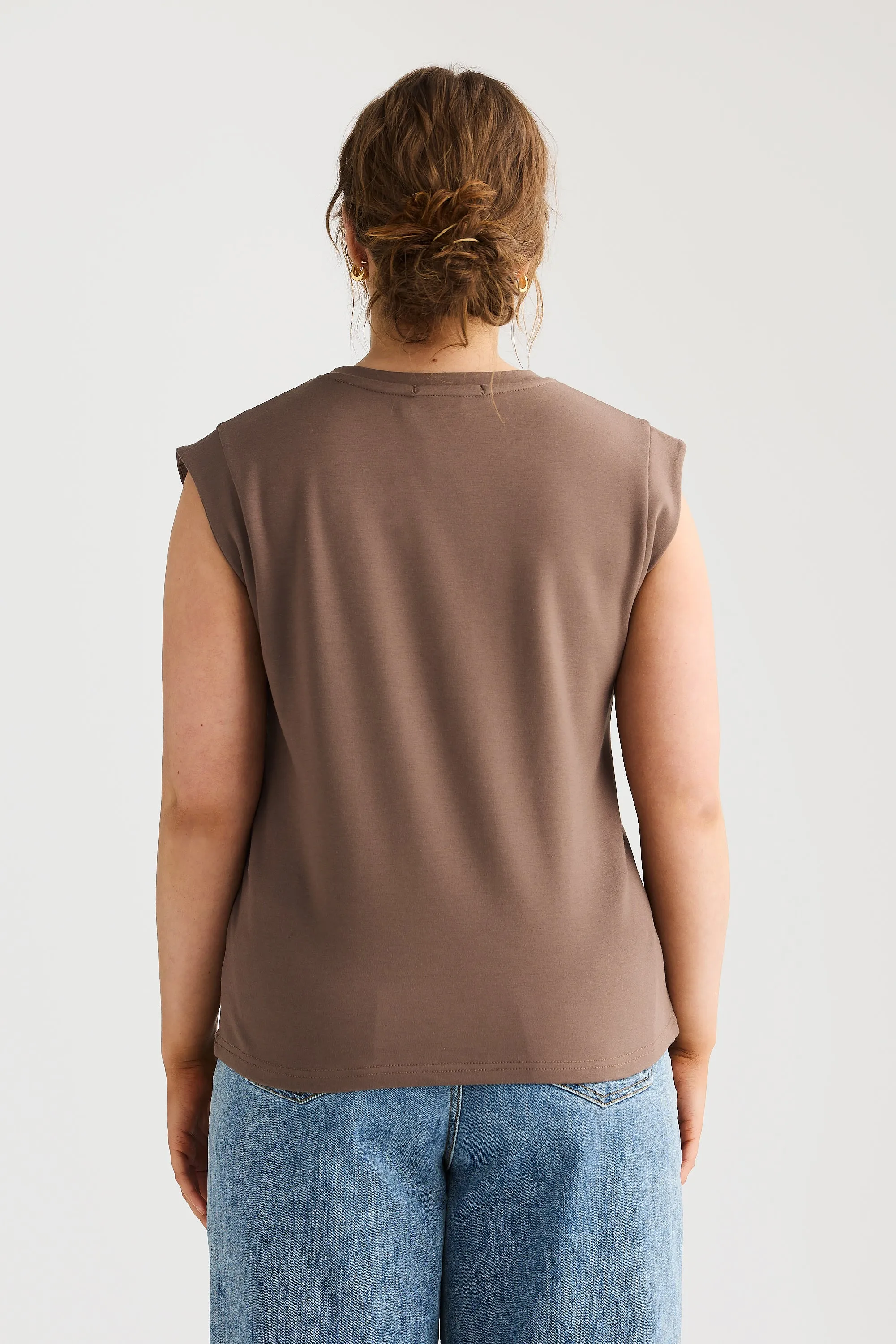 Cap Sleeve Jersey Tank - Taupe