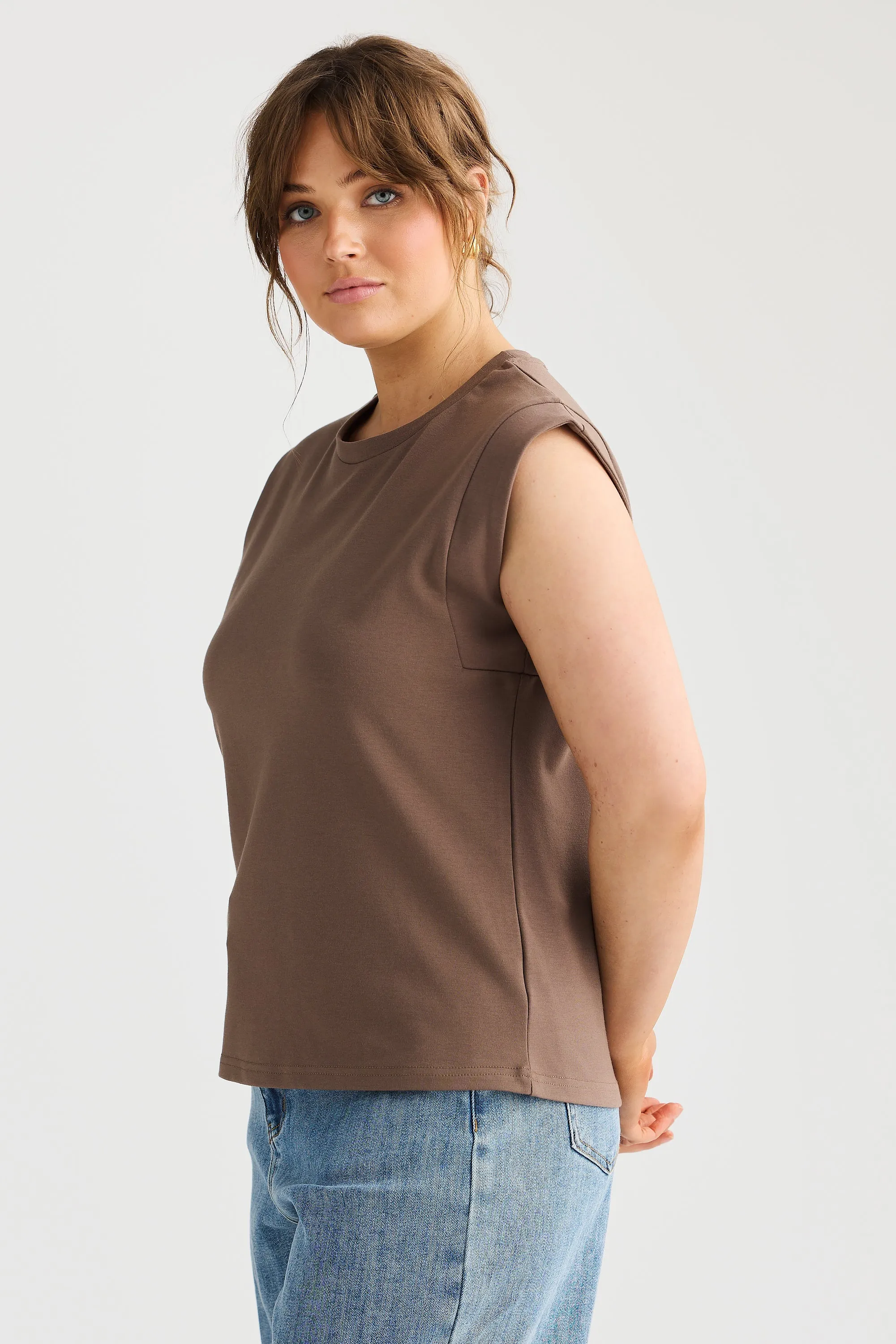 Cap Sleeve Jersey Tank - Taupe