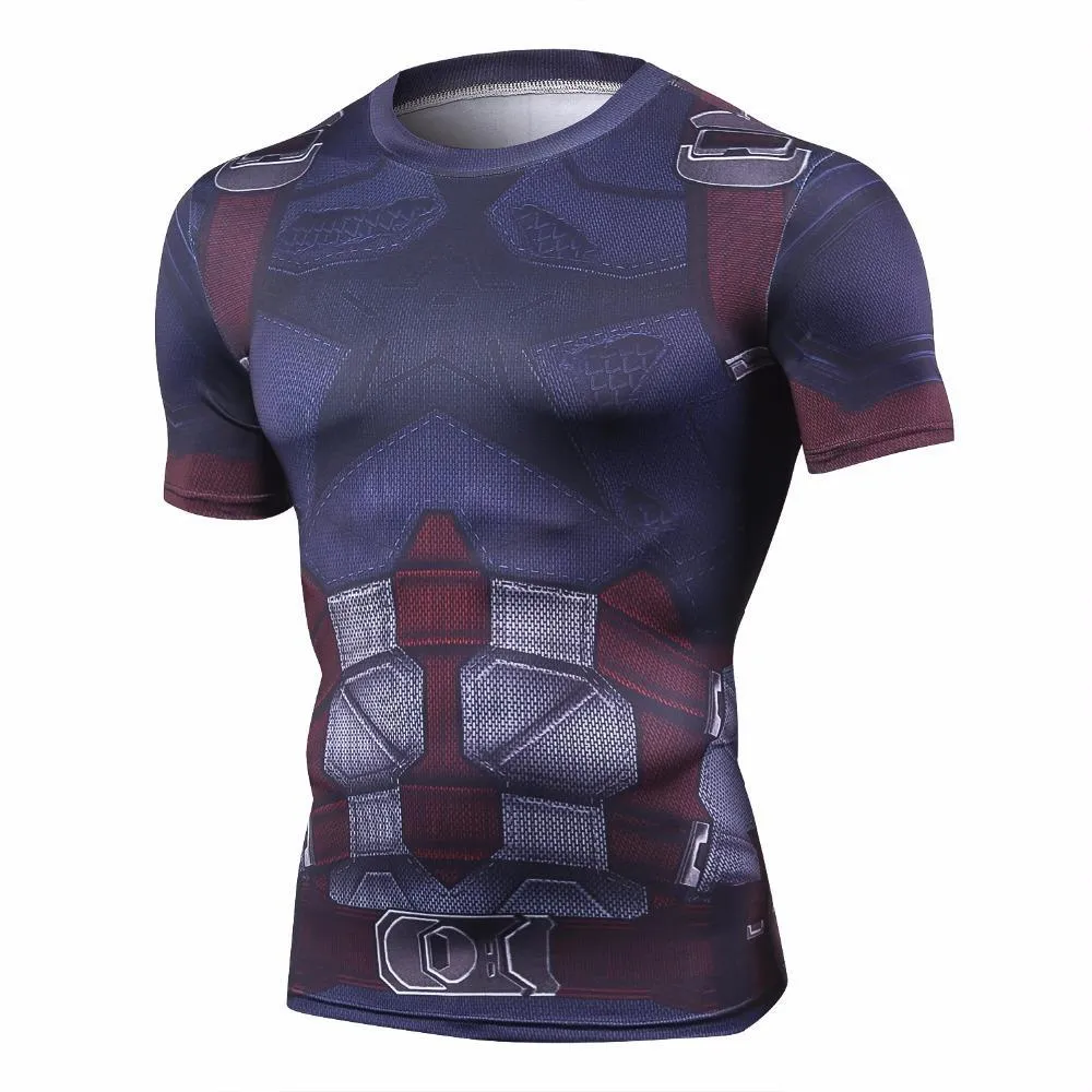 CAPTAIN AMERICA Compression Short Sleeve Shirt for Men