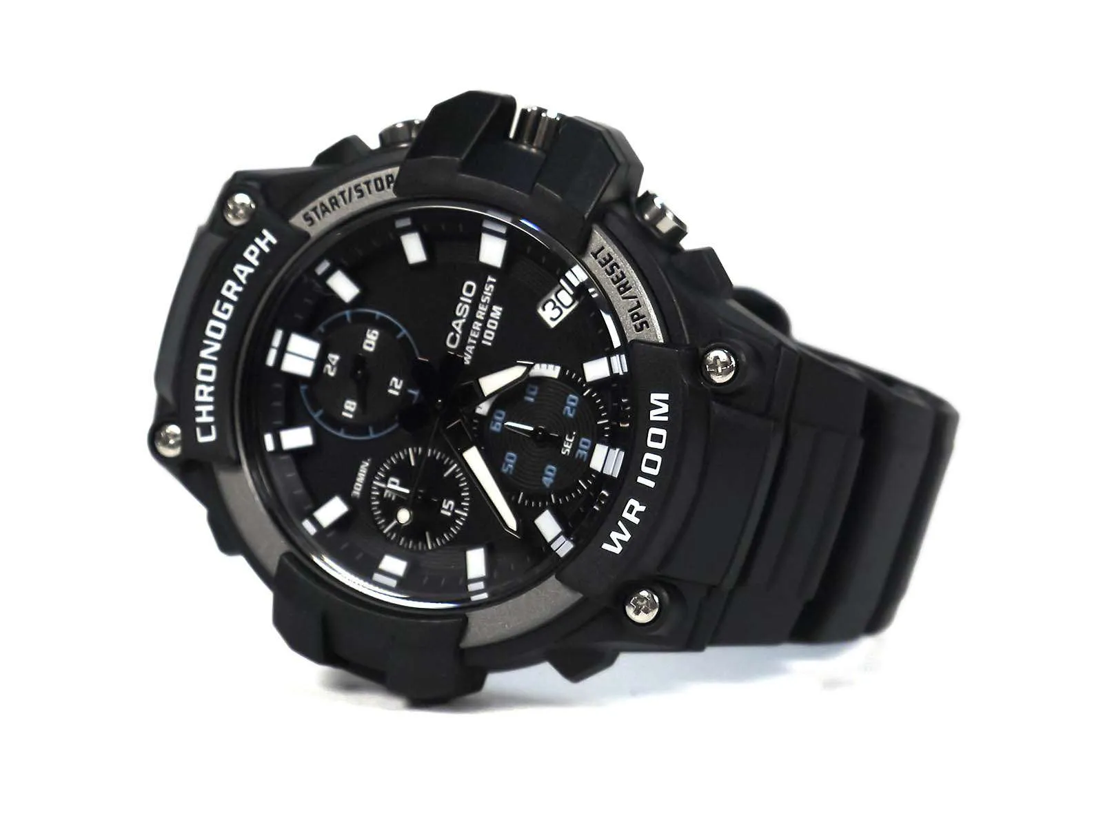 Casio MCW-110H-1AVDF Analog Chronograph Black Resin Strap Watch for Men