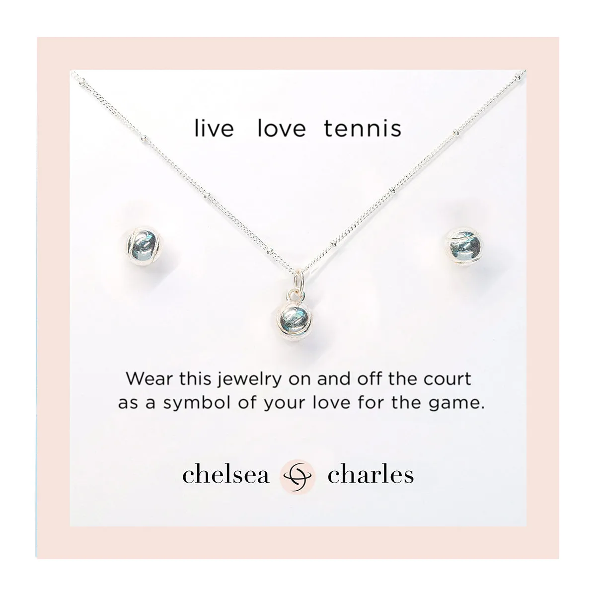 CC Sport Silver Tennis Necklace and Earrings Gift Set for Little Girls & Tweens