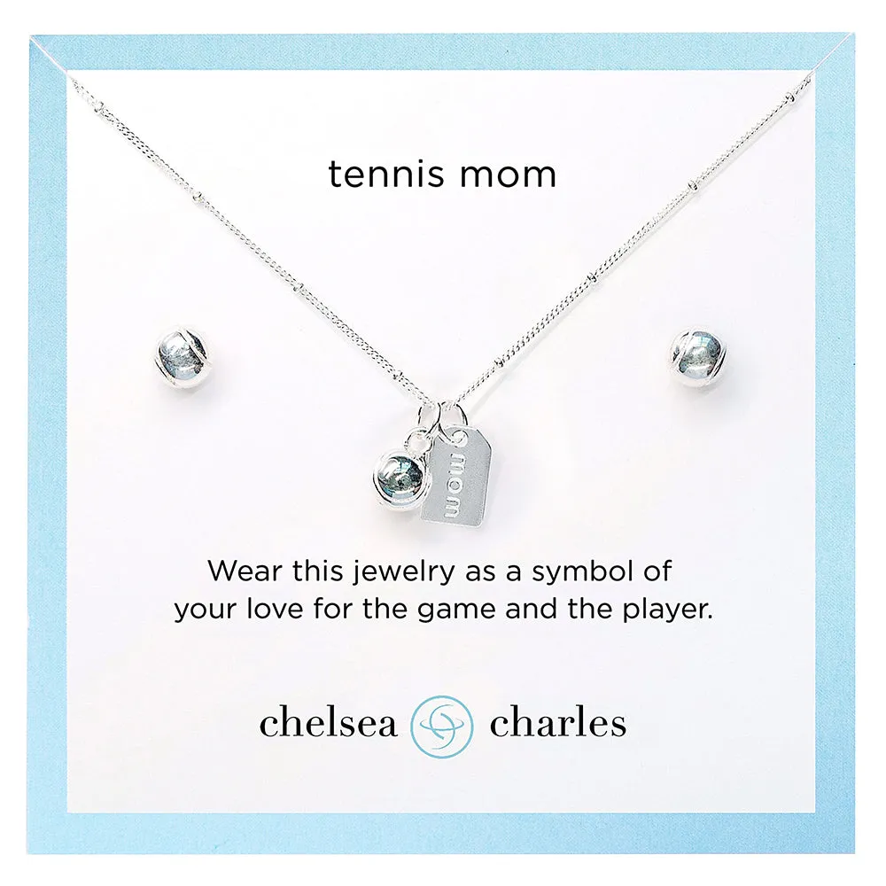 CC Sport Tennis Mom Necklace and Earring Gift Set