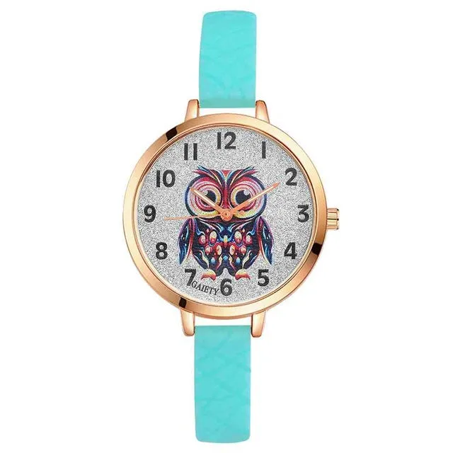 Gaiety Quartz Wrist Watch Women Fashion Silicone Strap Owl Dial Analog Sports Women Watch Female Classic Jewelry Black G286