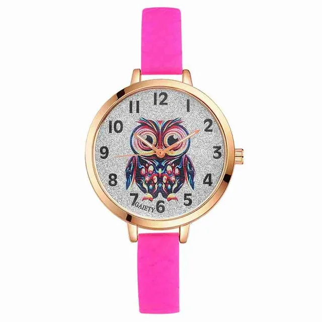 Gaiety Quartz Wrist Watch Women Fashion Silicone Strap Owl Dial Analog Sports Women Watch Female Classic Jewelry Black G286