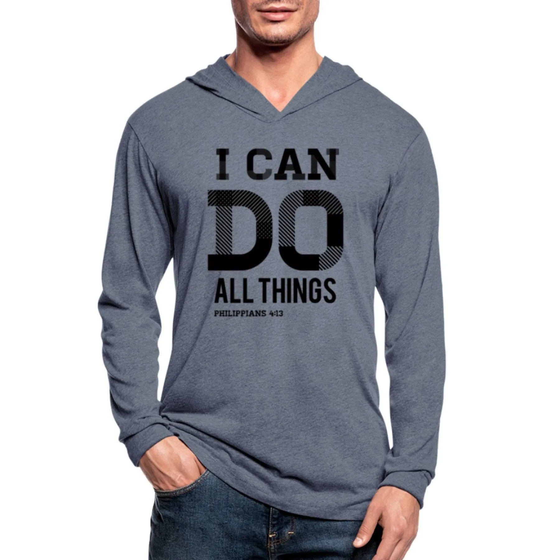 Graphic Hoodie, I Can Do All Things Inspiration Long Sleeve Tri-Blend Hooded Tee