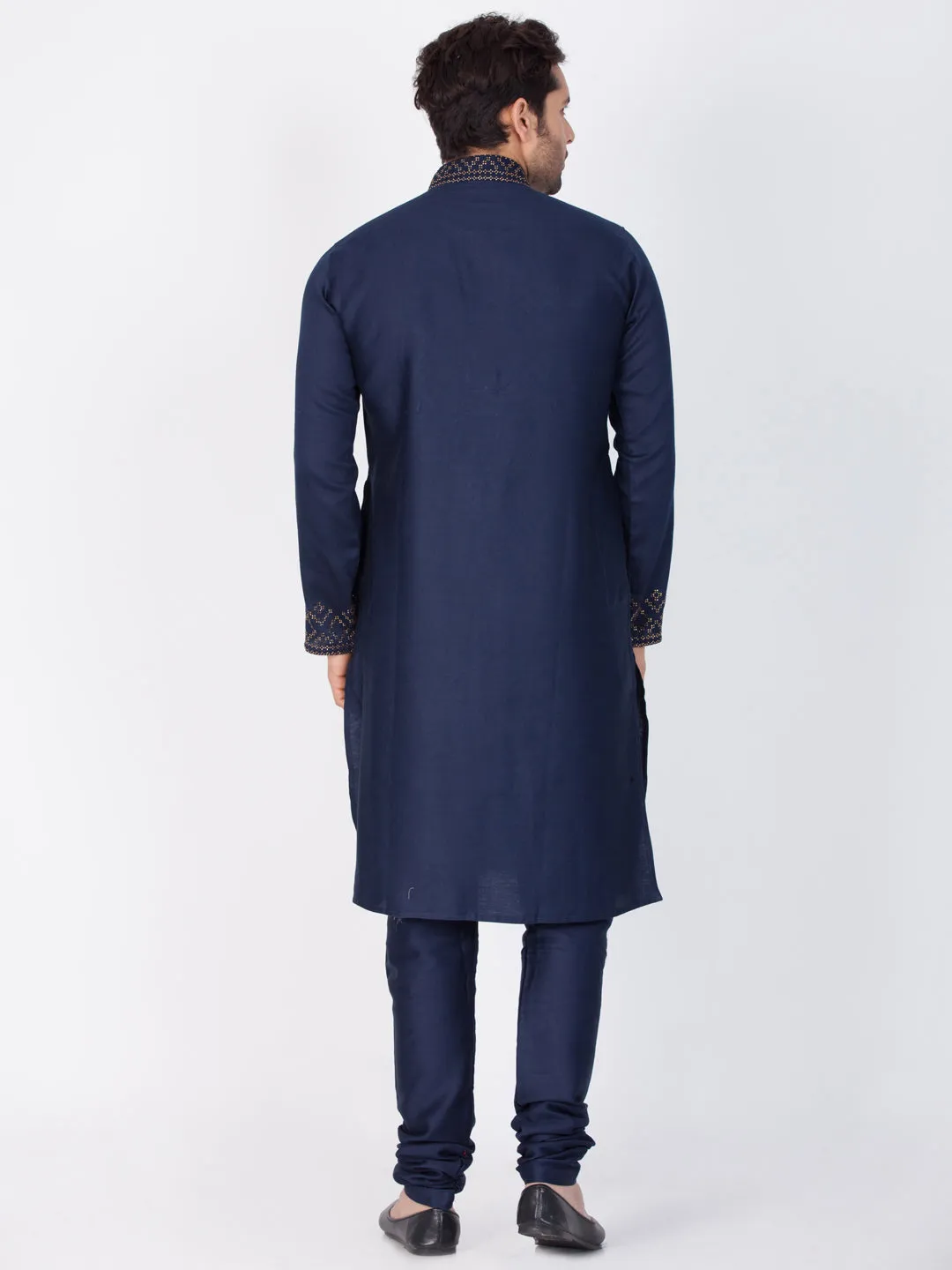 Jashvi  Men's Blue Cotton Kurta and Pyjama Set