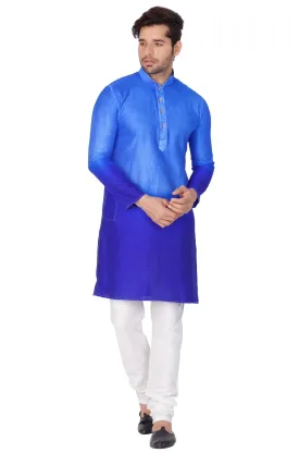 Jashvi  Men's Blue Cotton Silk Blend Kurta and Pyjama Set