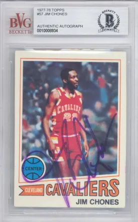 Jim Chones Autographed 1977 Topps Card #57 Cleveland Cavaliers Beckett BAS #10008934