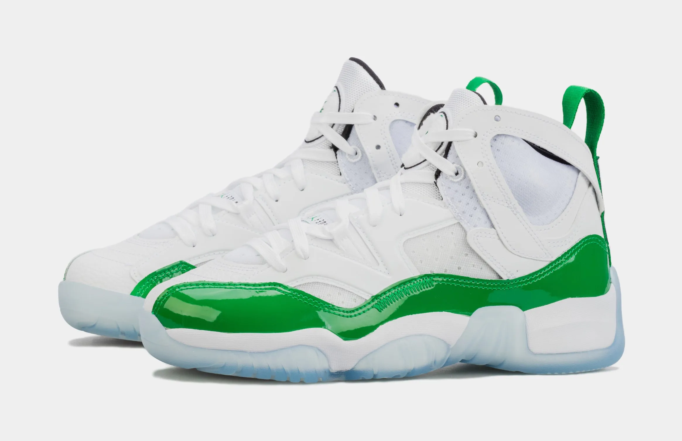 Jumpman Two Trey Grade School Basketball Shoes (White/Green)