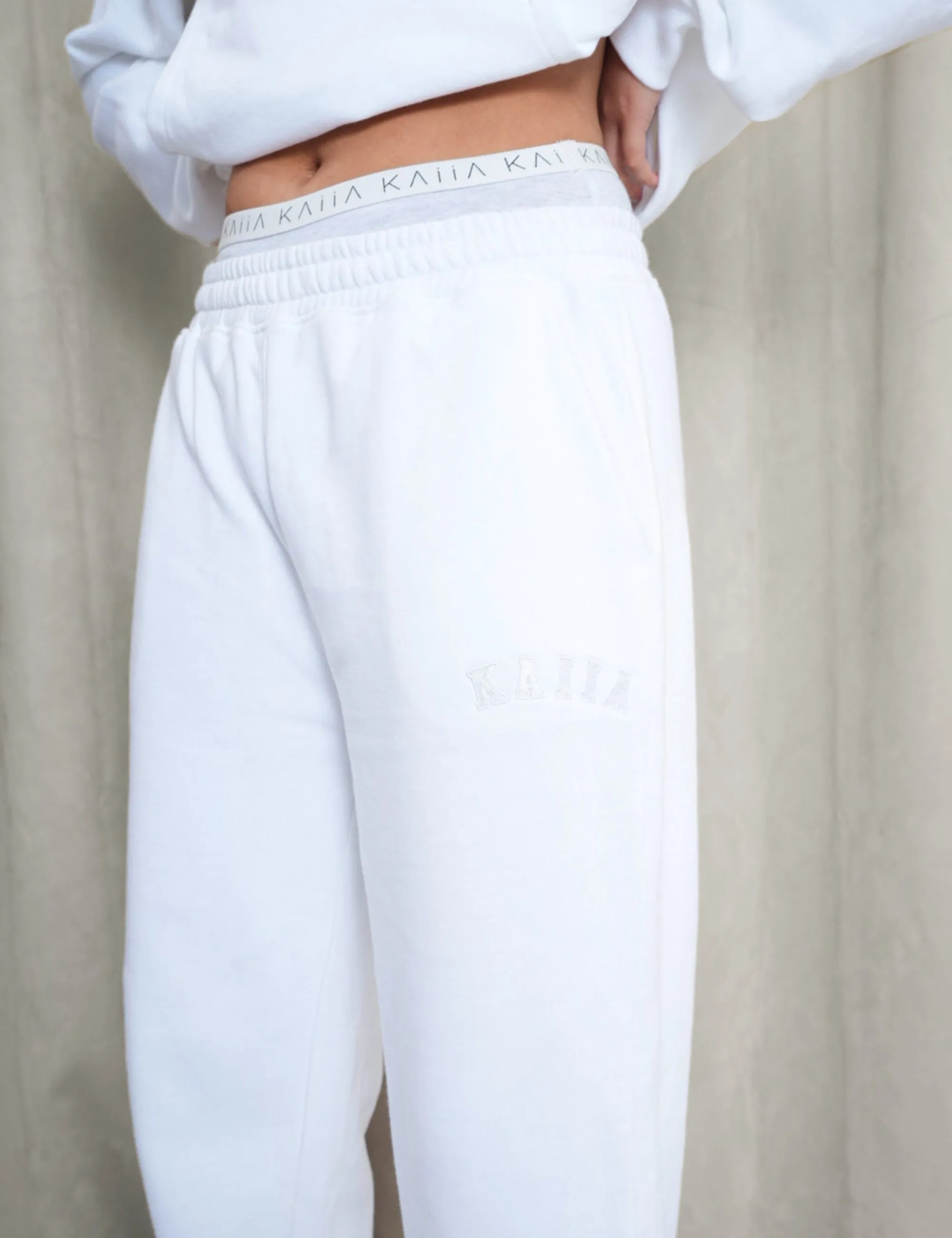 Kaiia Wide Leg Sweat Pants White