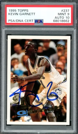 Kevin Garnett Autographed 1995 Topps Rookie Card #237 Minnesota Timberwolves PSA 9 Auto Grade Gem Mint 10 PSA/DNA Stock #211160