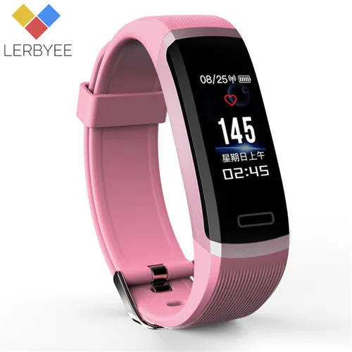 Lerbyee Smart Bracelet GT101 Color Screen Heart Rate Monitor Fitness Tracker Bluetooth Smart Band Black Men for iPhone 7 Huawei