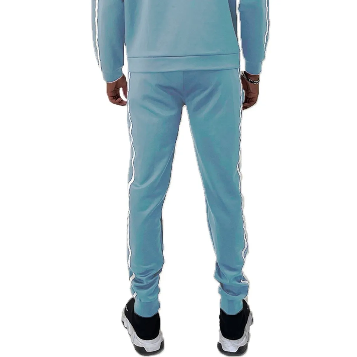 Light Blue Solid Tape Jogger Pants