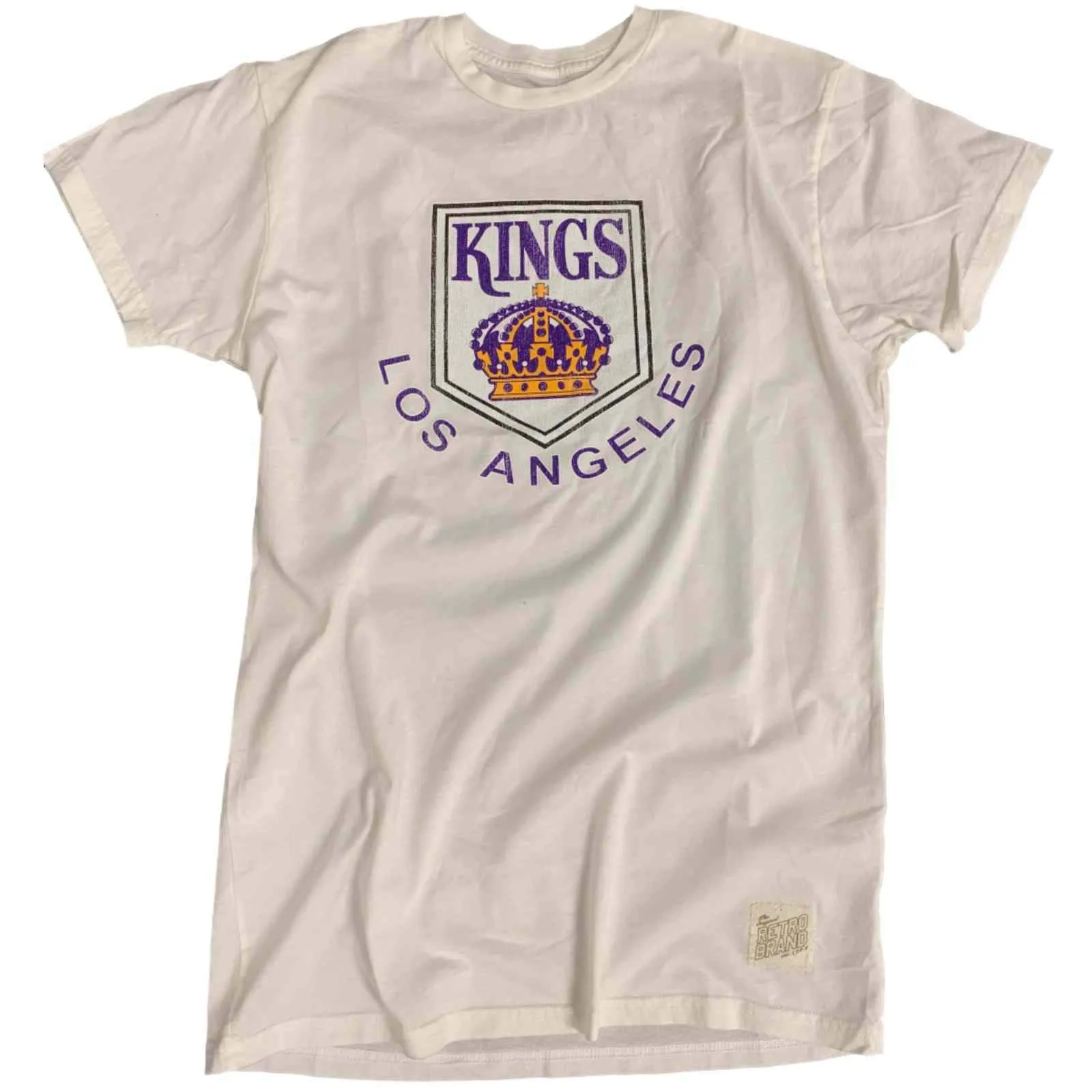 Los Angeles LA Kings Retro Brand White Soft Cotton Short Sleeve T-Shirt