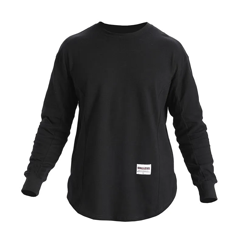 Men's Casual Sports Training Loose Pullover Round Neck Long Sleeve T-Shirt