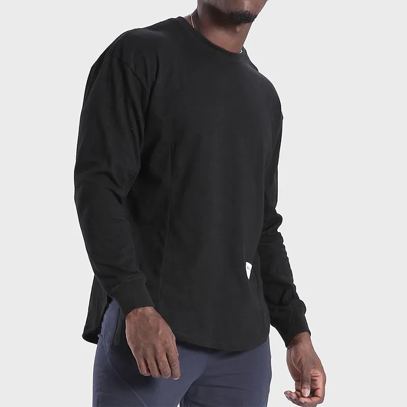 Men's Casual Sports Training Loose Pullover Round Neck Long Sleeve T-Shirt