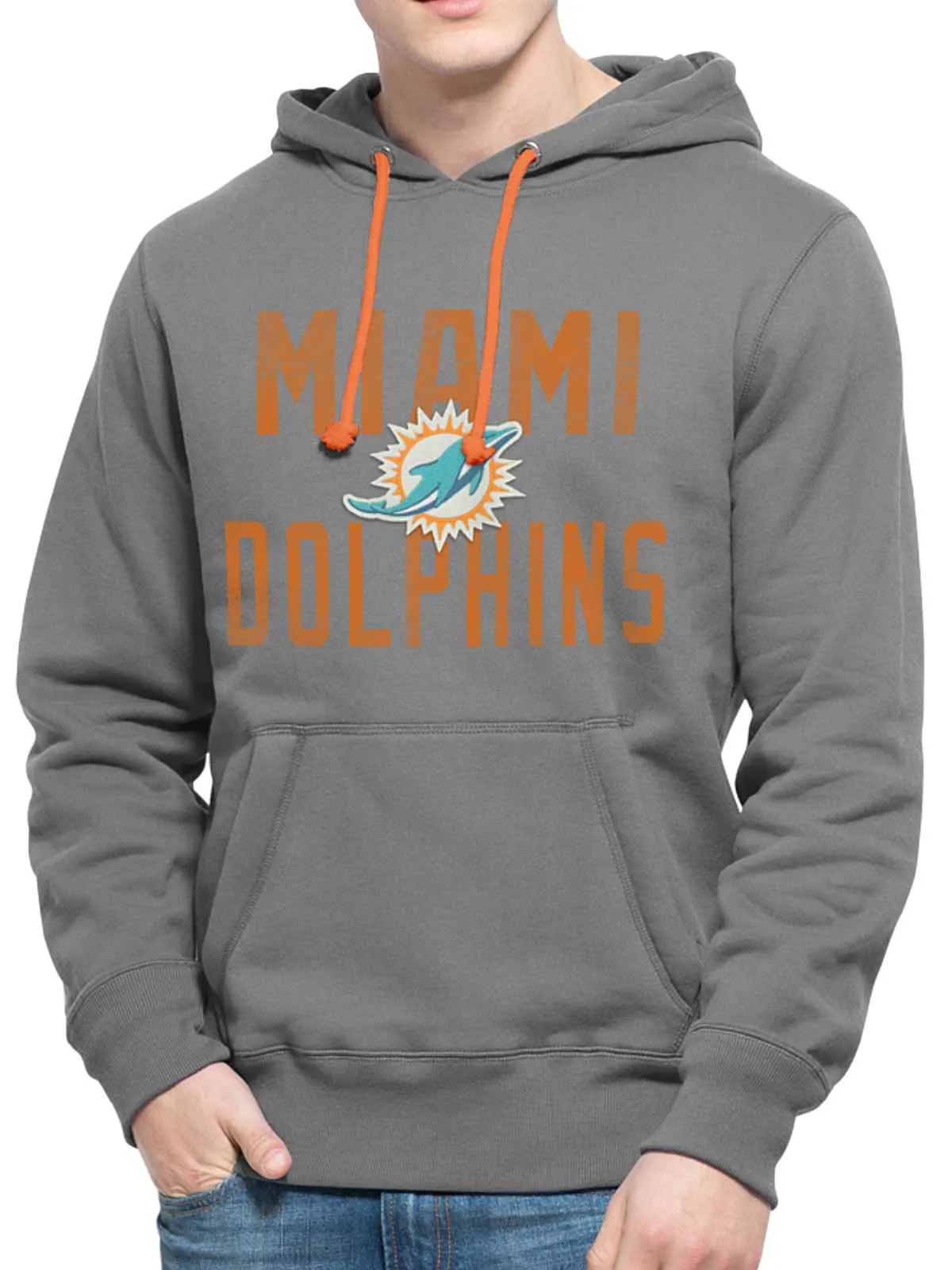 Miami Dolphins 47 Brand Grey Cross-Check Pullover Hoodie Sweatshirt