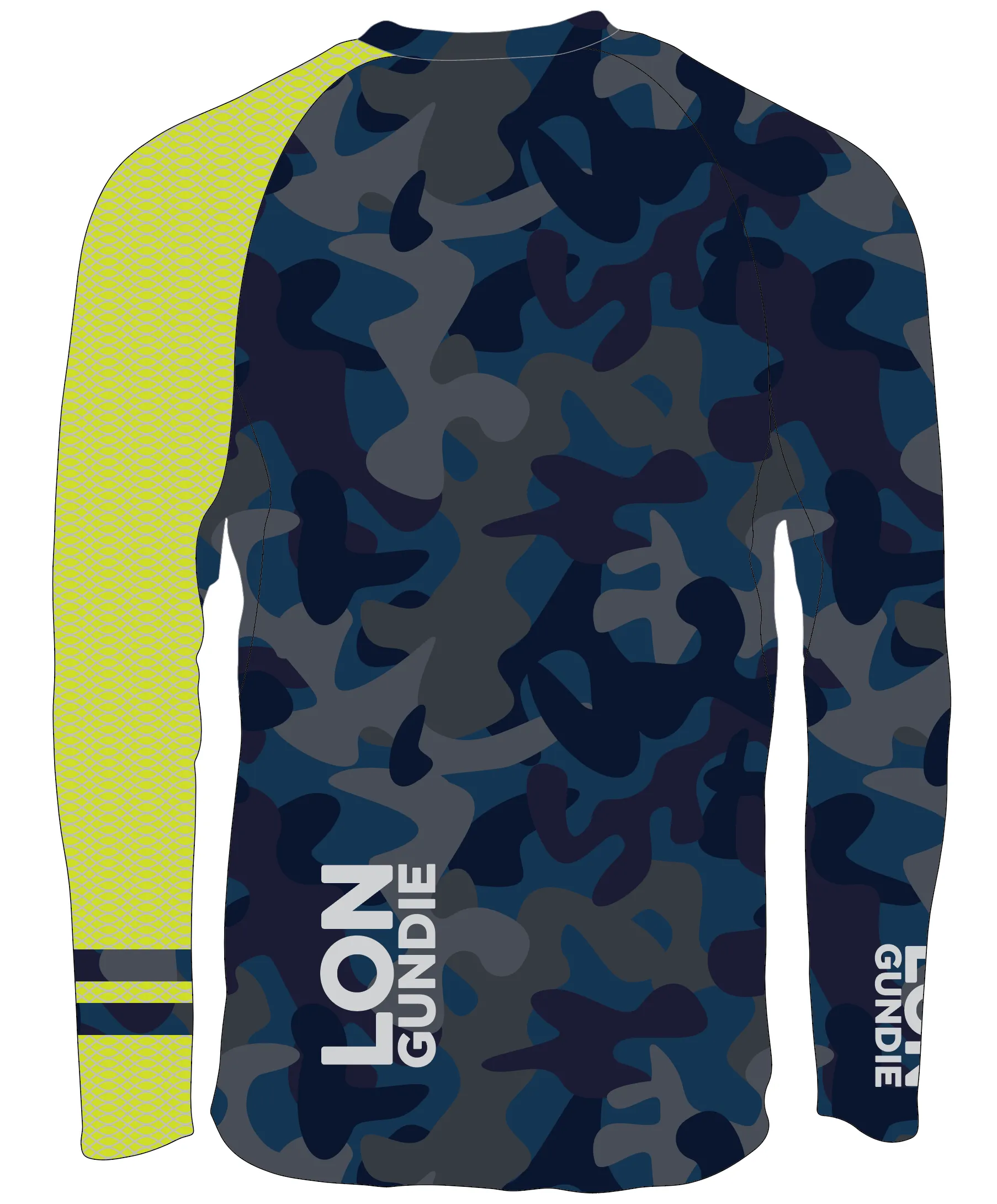 M's Loose Crew LS - Camo Navy / Lime