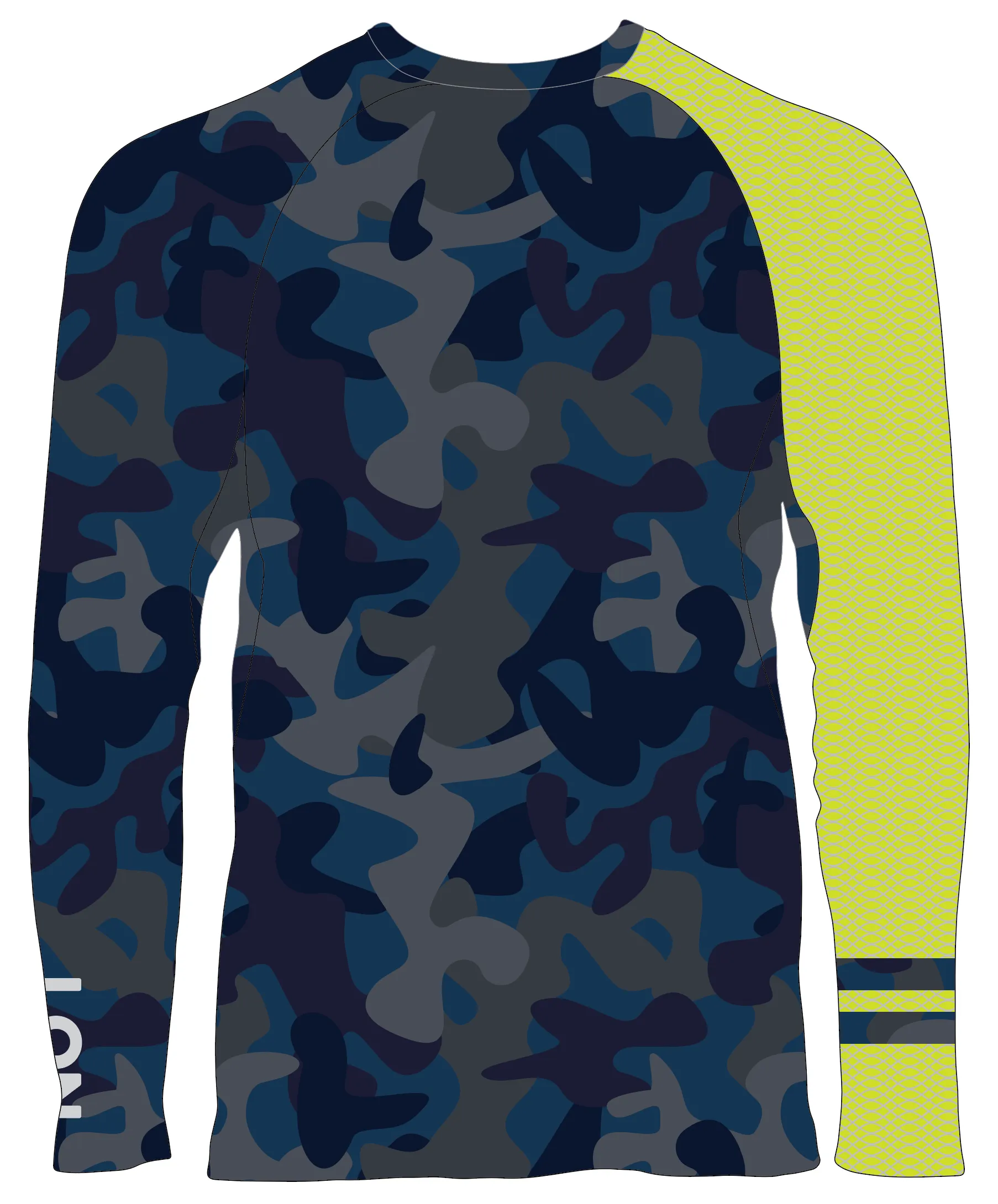 M's Loose Crew LS - Camo Navy / Lime