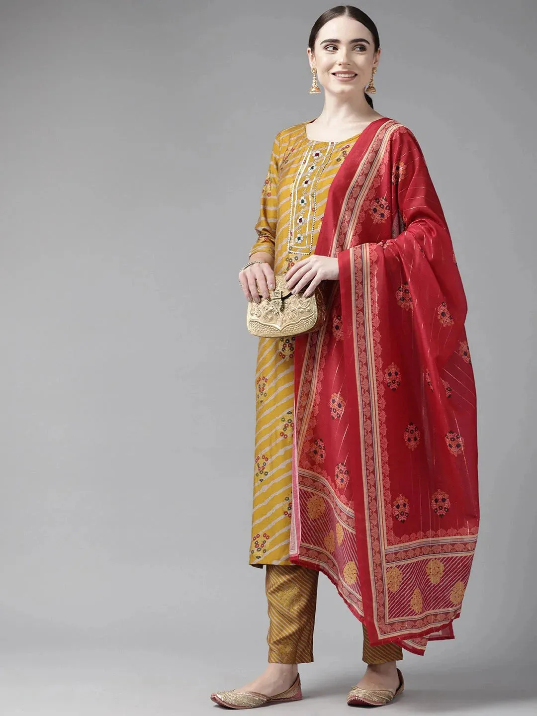 Mustard Dupatta Set