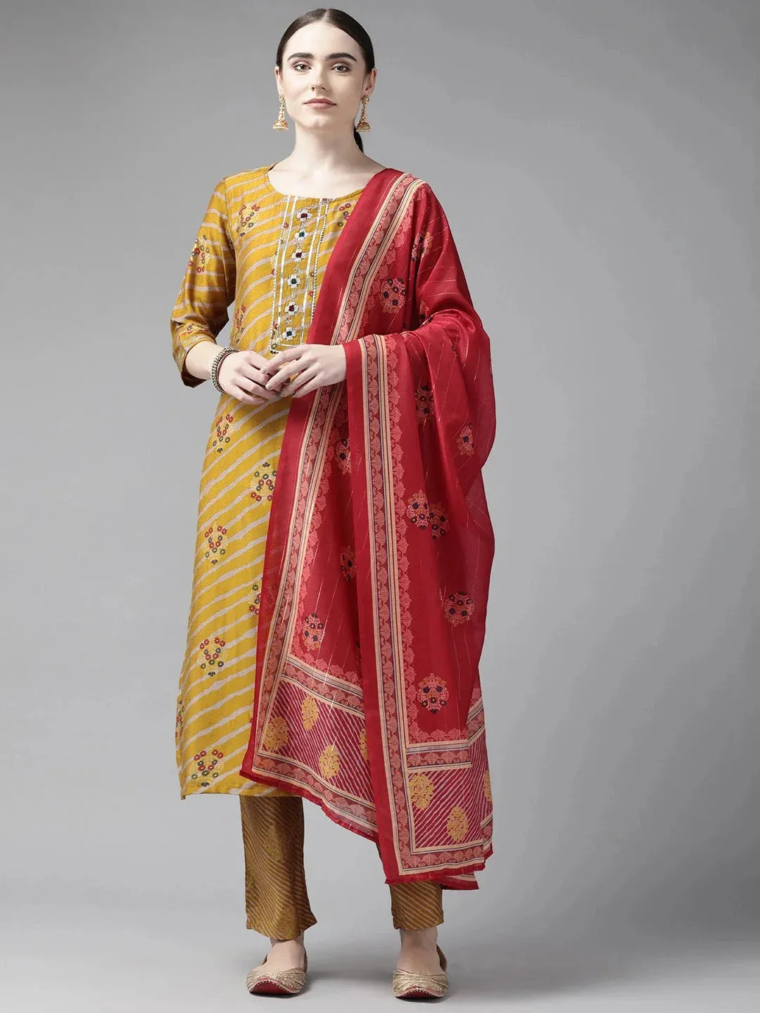 Mustard Dupatta Set