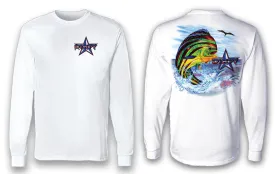 Patriotic Mahi Mahi - Long Sleeve Polyester Fishing Shirt