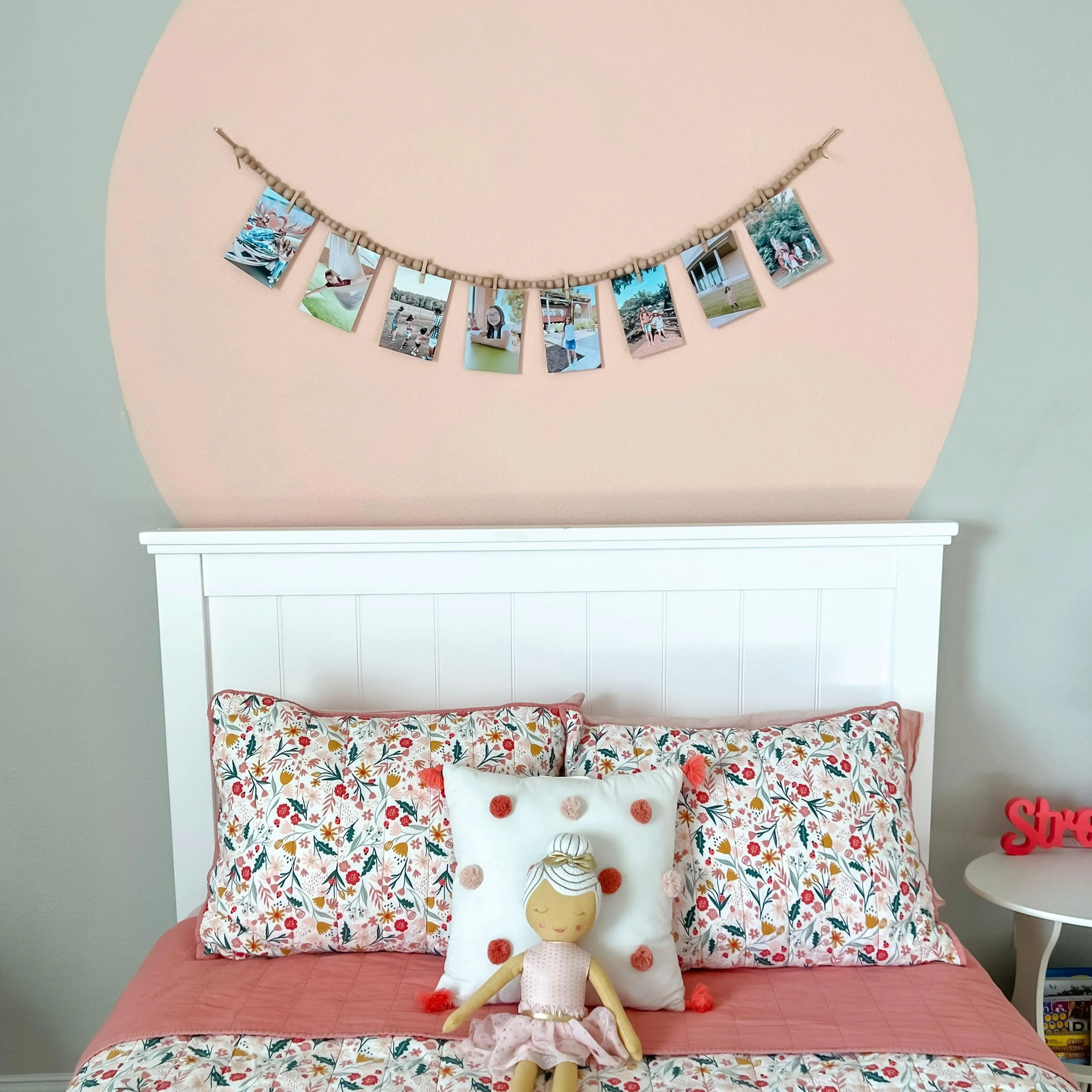 Photo display with 8 clothespins