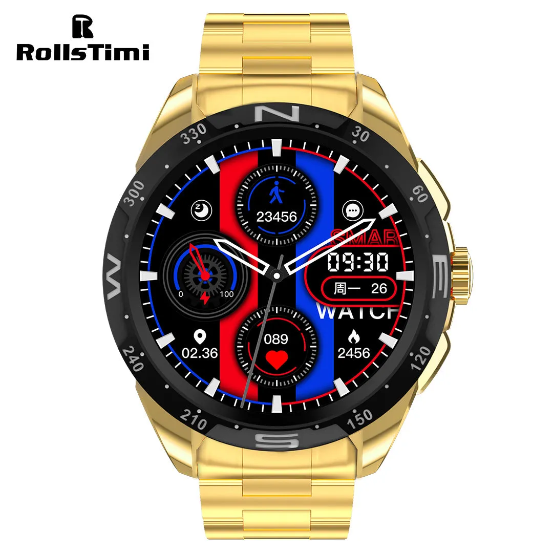 RollsTimi RTH6Max Men's Smartwatch Sports Fitness Tracker Fashion Waterproof Smart Watches for Women Bluetooth Calls Heart Rate Blood Pressure Monitoring