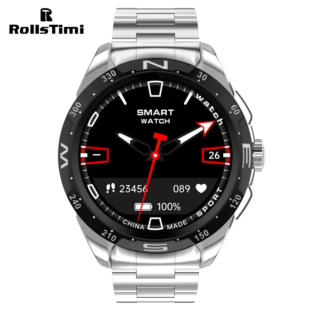 RollsTimi RTH6Max Men's Smartwatch Sports Fitness Tracker Fashion Waterproof Smart Watches for Women Bluetooth Calls Heart Rate Blood Pressure Monitoring