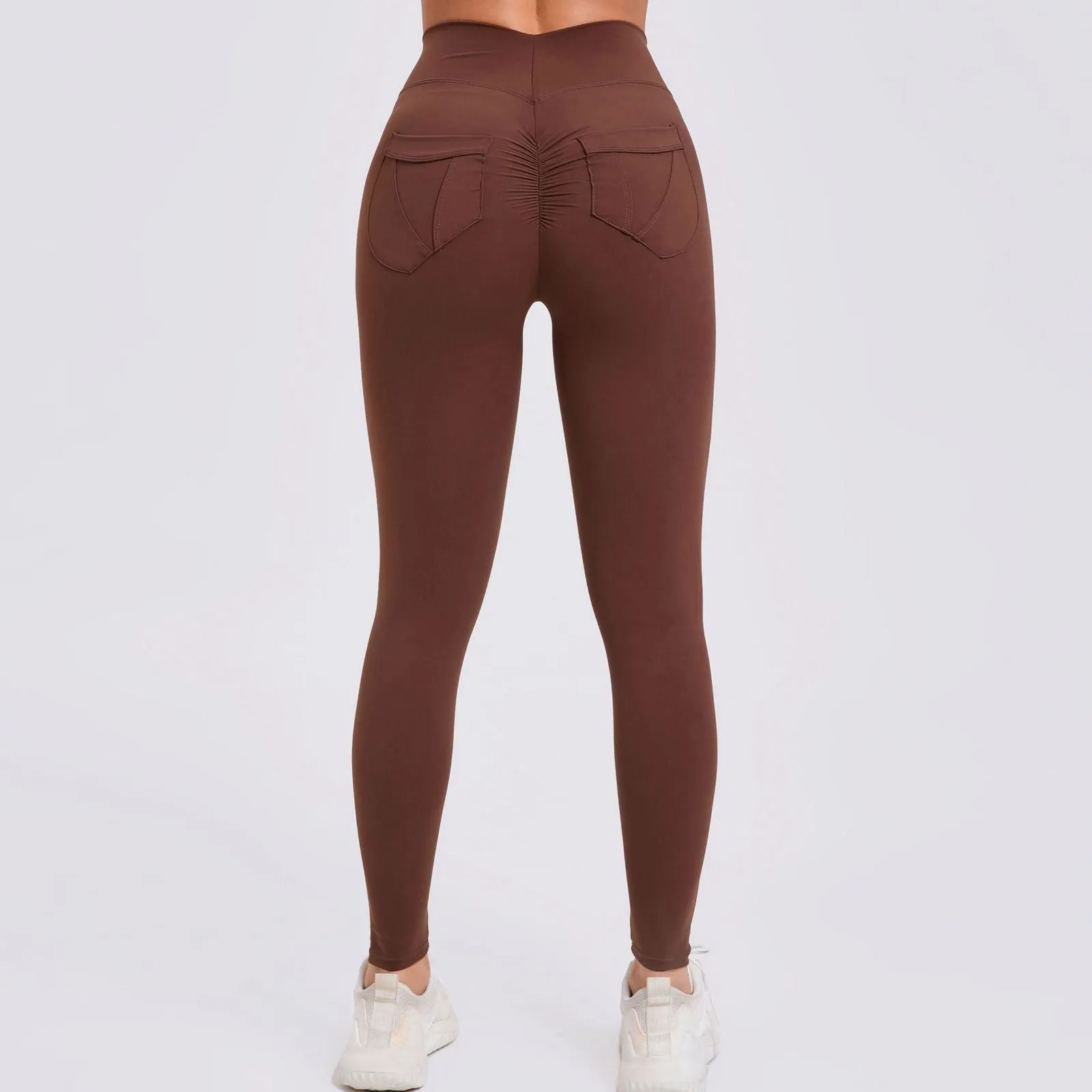 Running Nude Feel Quick Drying Fitness Pants Breathable Pocket Tight Sports Pants High Waist Hip Lift Yoga Pants