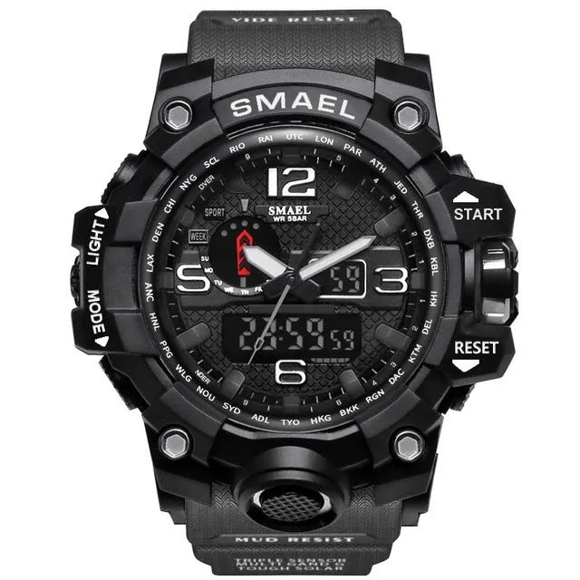 SMAEL Brand Dual Display Wristwatches Military Alarm Quartz Clock Male Gift LED Digital Men's Sports Watch for Men Hours relogio