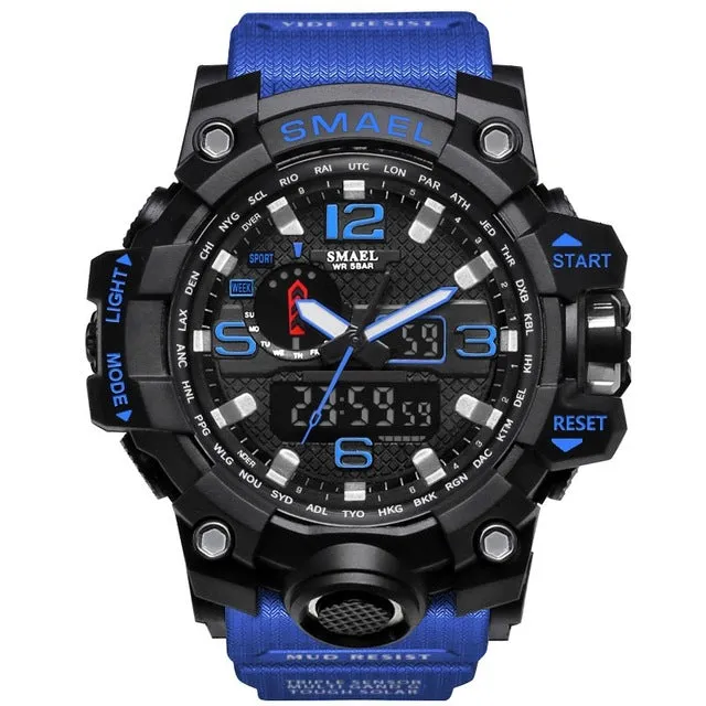 SMAEL Brand Dual Display Wristwatches Military Alarm Quartz Clock Male Gift LED Digital Men's Sports Watch for Men Hours relogio