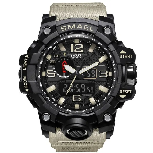 SMAEL Brand Dual Display Wristwatches Military Alarm Quartz Clock Male Gift LED Digital Men's Sports Watch for Men Hours relogio