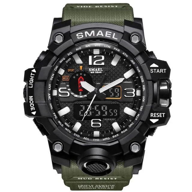 SMAEL Brand Dual Display Wristwatches Military Alarm Quartz Clock Male Gift LED Digital Men's Sports Watch for Men Hours relogio