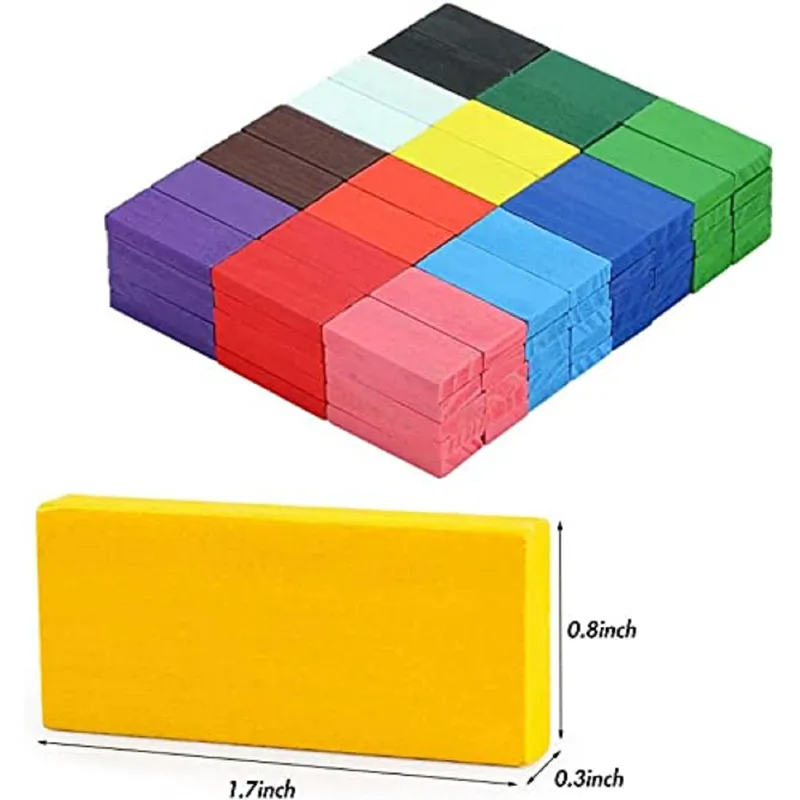 Super Domino Blocks, 12 Colors Bulk Wooden Dominoes - Building Block Tile Game  (960 Pieces)