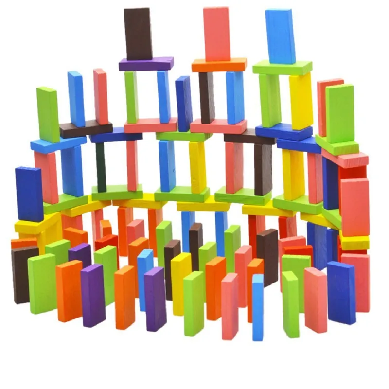 Super Domino Blocks, 12 Colors Bulk Wooden Dominoes - Building Block Tile Game  (960 Pieces)