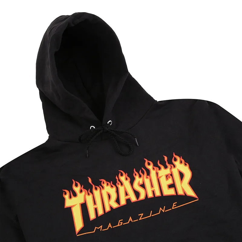 THRASHER FLAME LOGO HOOD BLACK