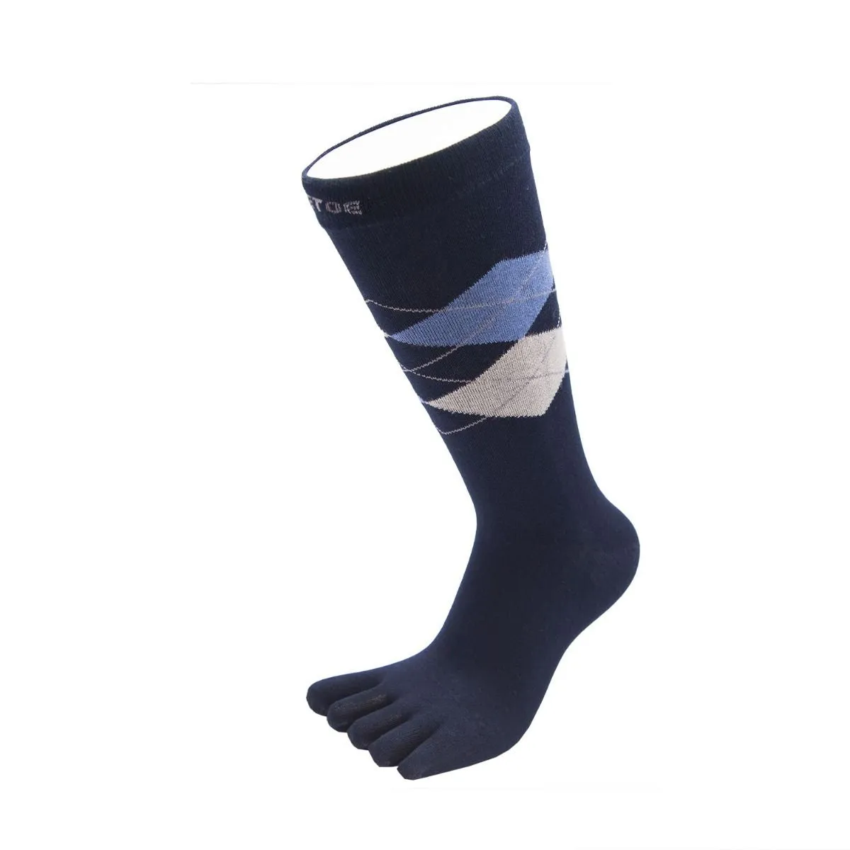 ToeToe Essential Mens Argyle Office Socks - Blk Red Grn & Nvy Grey Blue