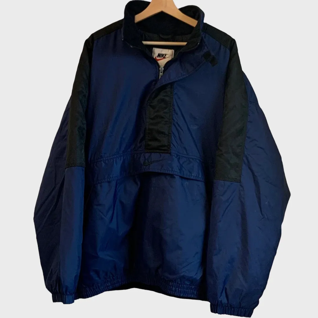 Vintage Navy Blue & Black Big Logo Parka Jacket 2XL