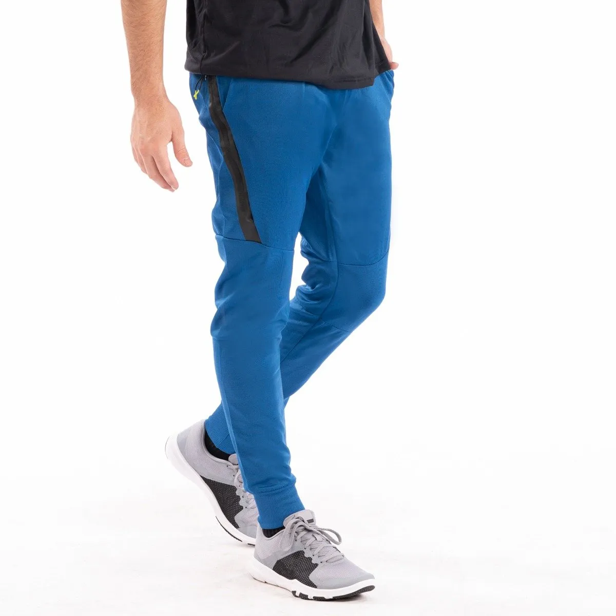 XS Sport Men's Solid Sport Jogger Pants w/ Rubber Side Zipper